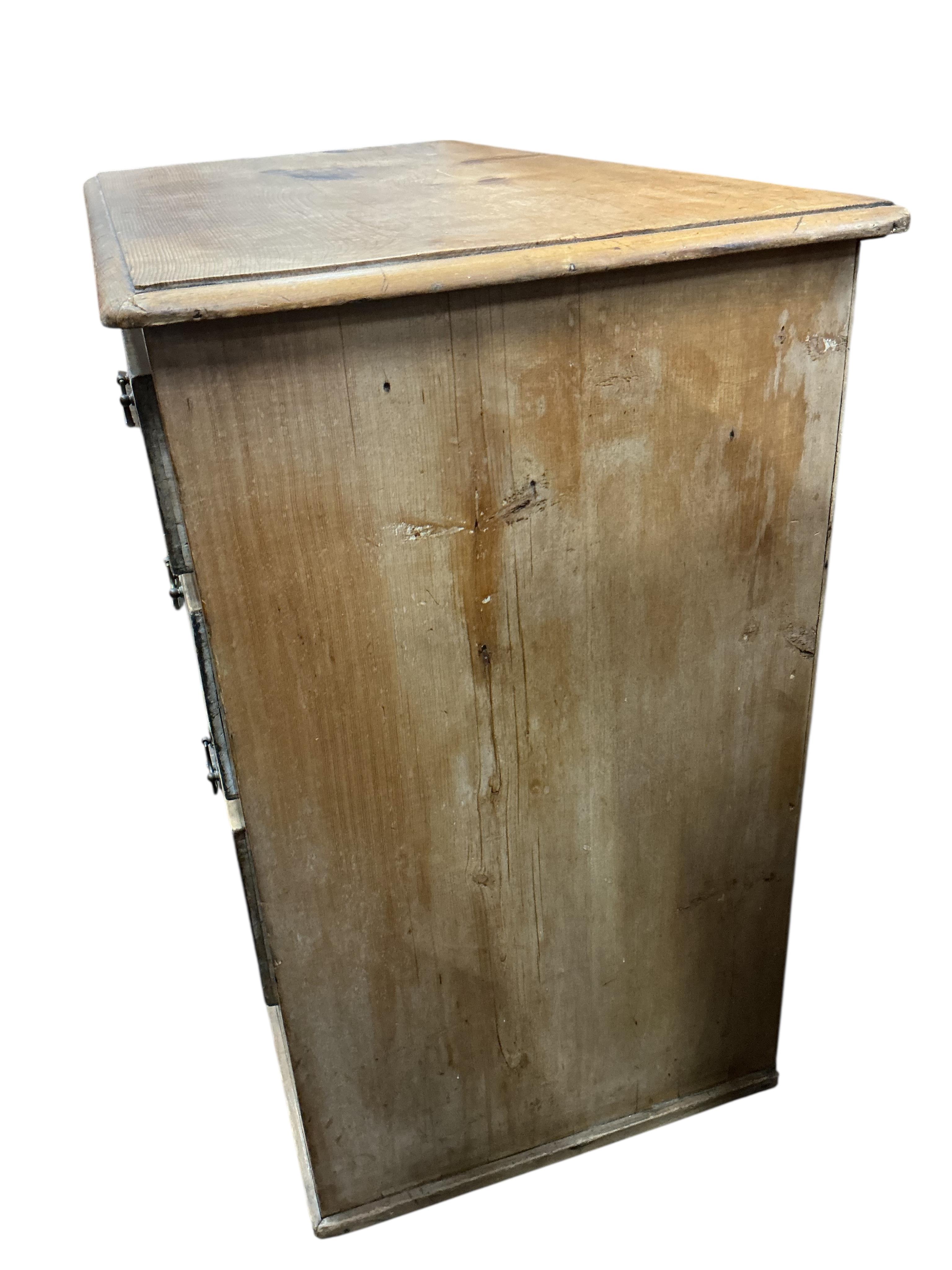 A Victorian pine five drawer chest, width 106cm, depth 52cm, height 86cm